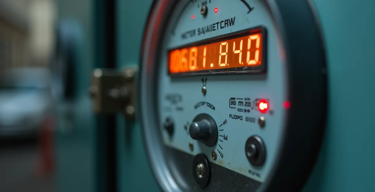 Vista ravvicinata del display di un contatore Open Meter italiano con valori di consumo visibili