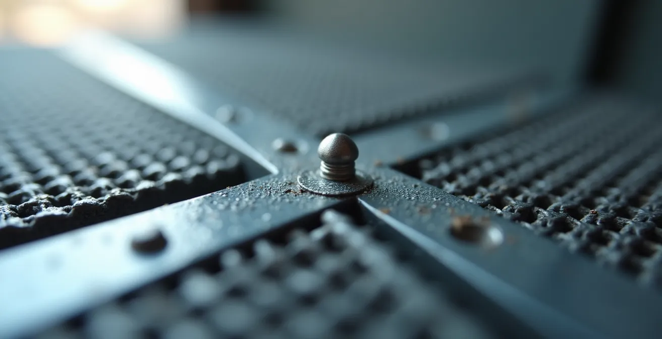 Dettaglio di grate di sicurezza con sensori di vibrazione integrati