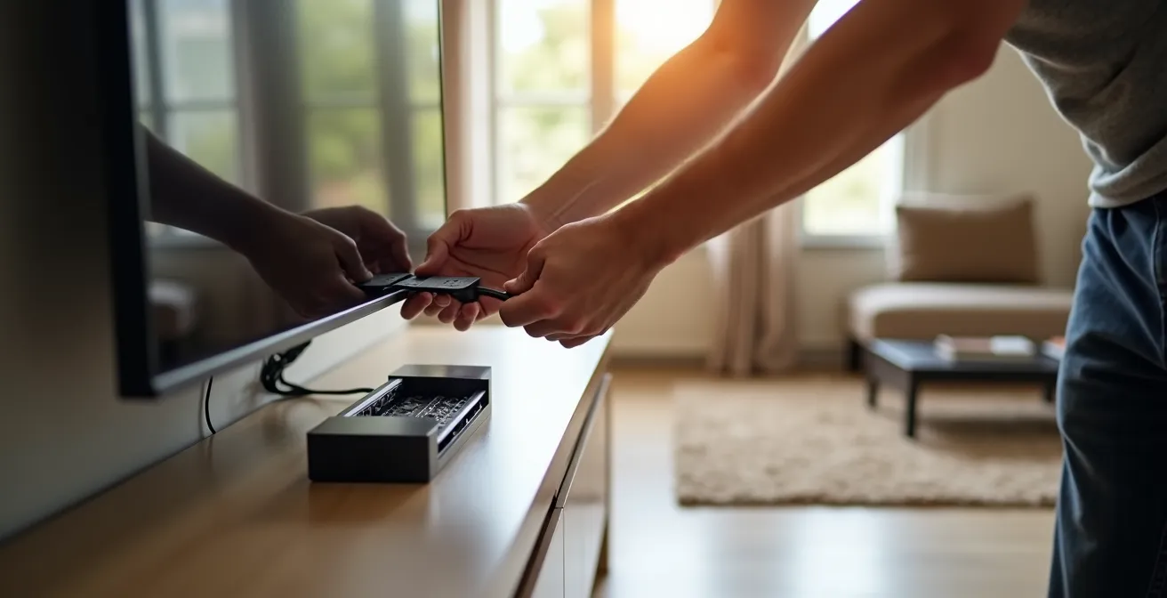 Installazione elegante di prese di rete integrate nel mobile TV