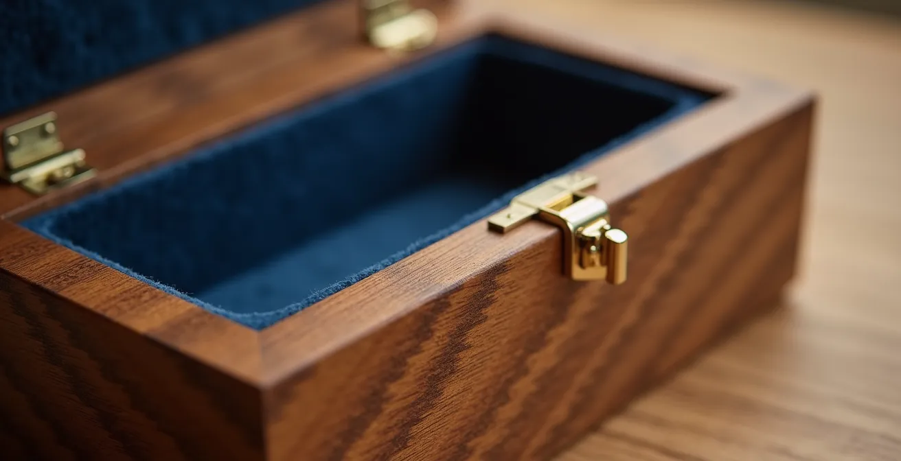 Scatola artigianale italiana in legno d'ulivo per riporre smartphone nell'angolo relax