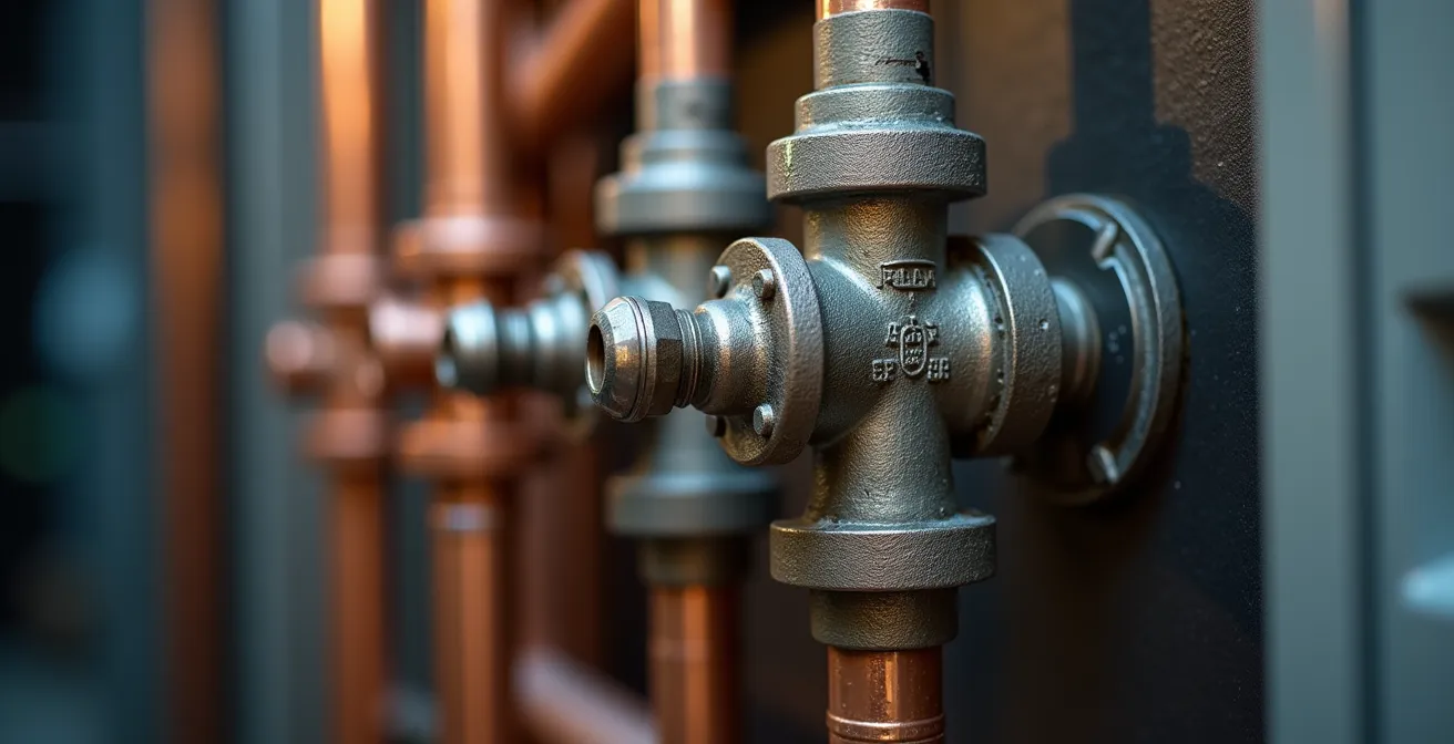 Locale tecnico con sistema ibrido pompa di calore e caldaia in casa italiana